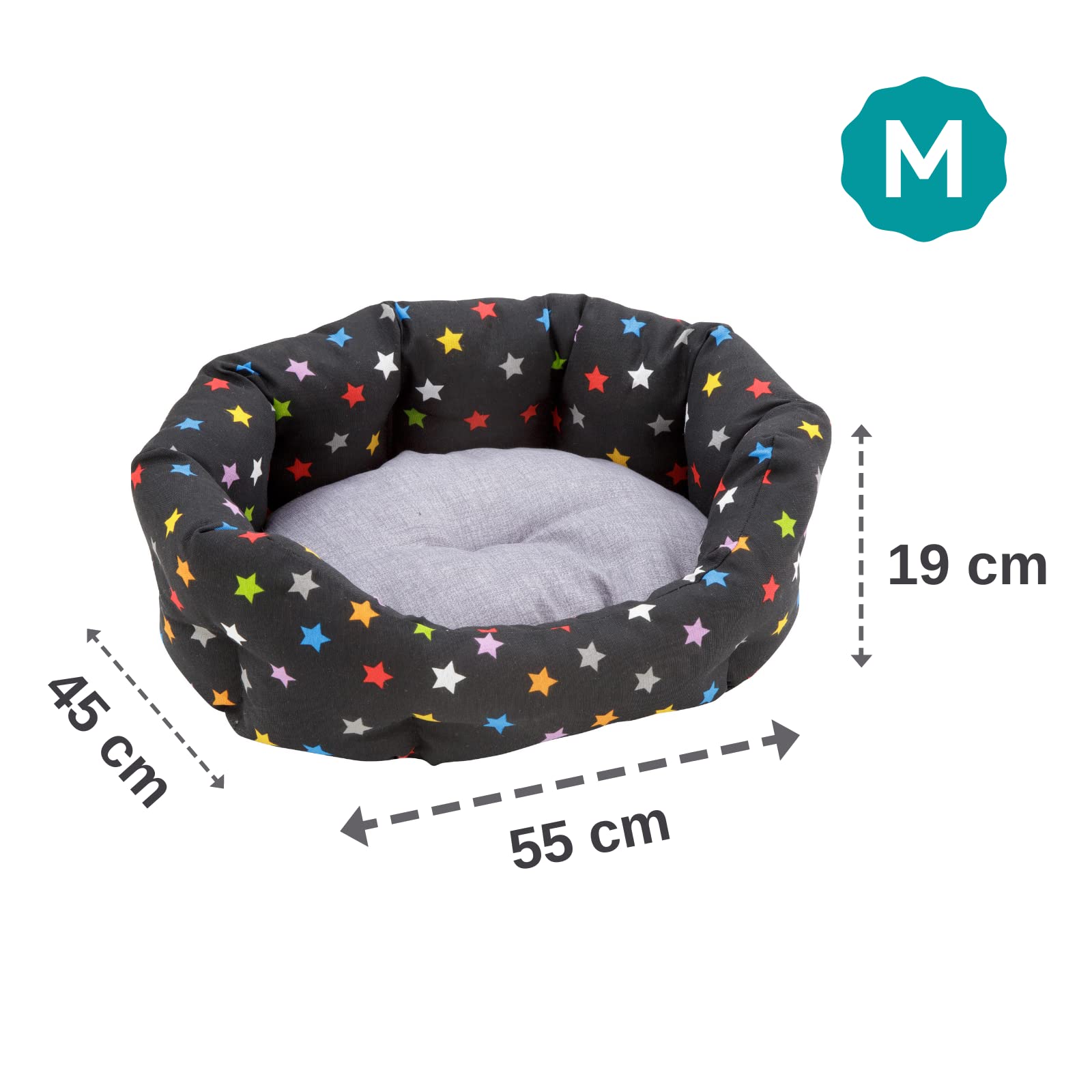 baroni-home-pet-panier-ovale-toiles-color-es-m-45x55cm-coton image 2