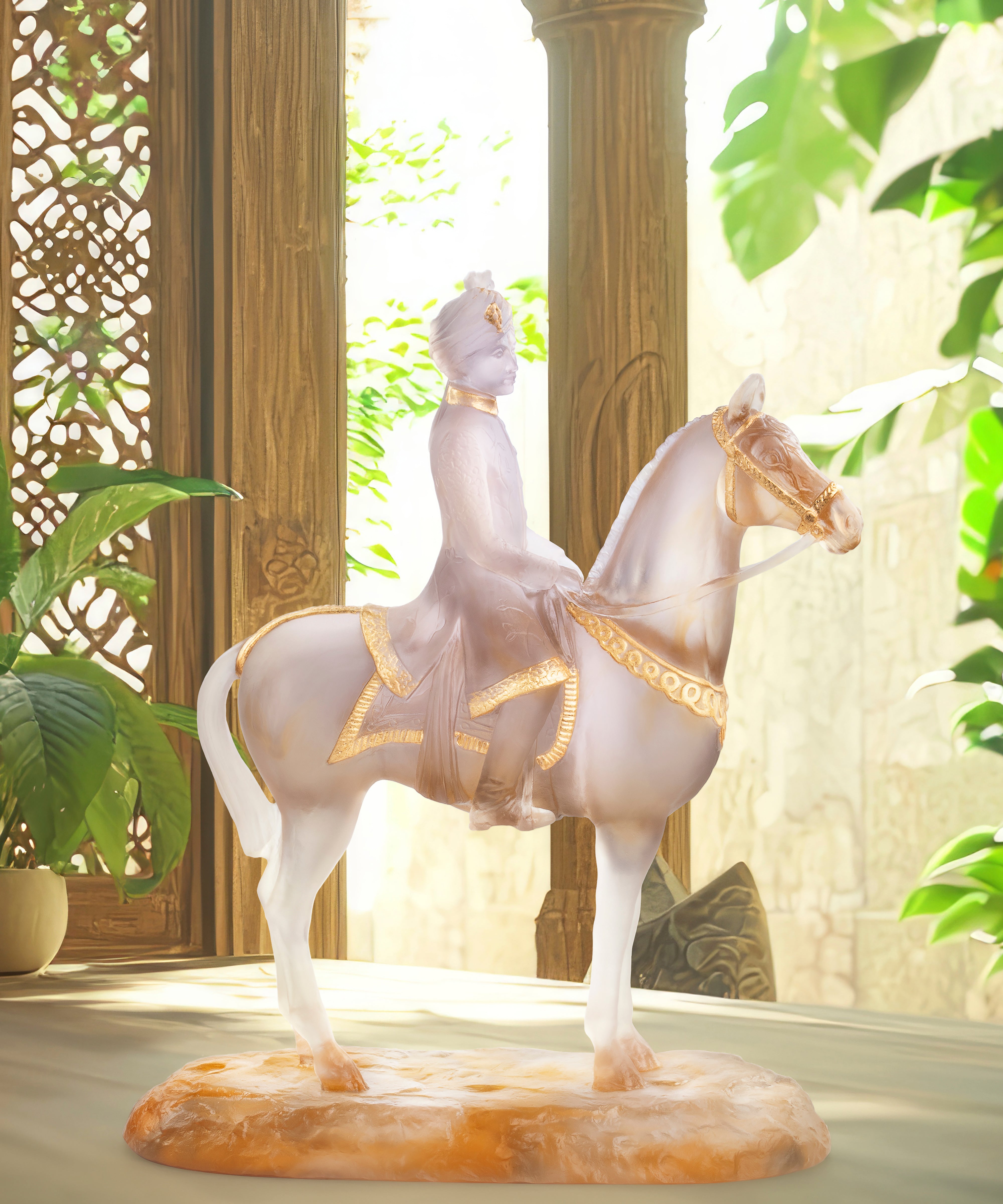 daum-cavalier-marwari-sculpture-cheval-cristal-dor-75ex image 2