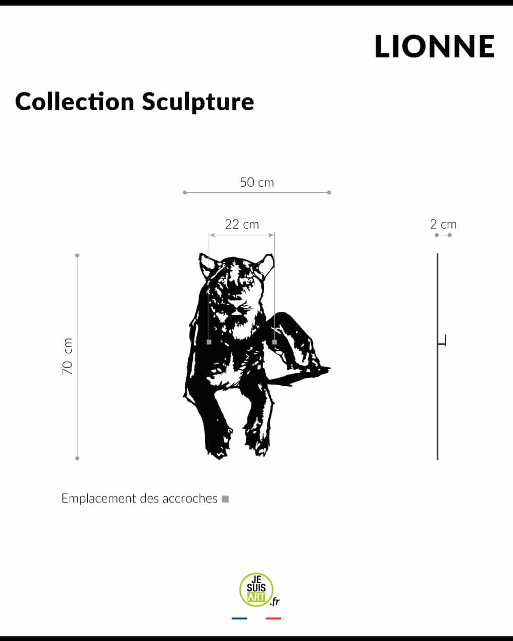 je-suis-art-animaux-lionne-sculpture-d-coration-murale-m-tal-blanc image 5