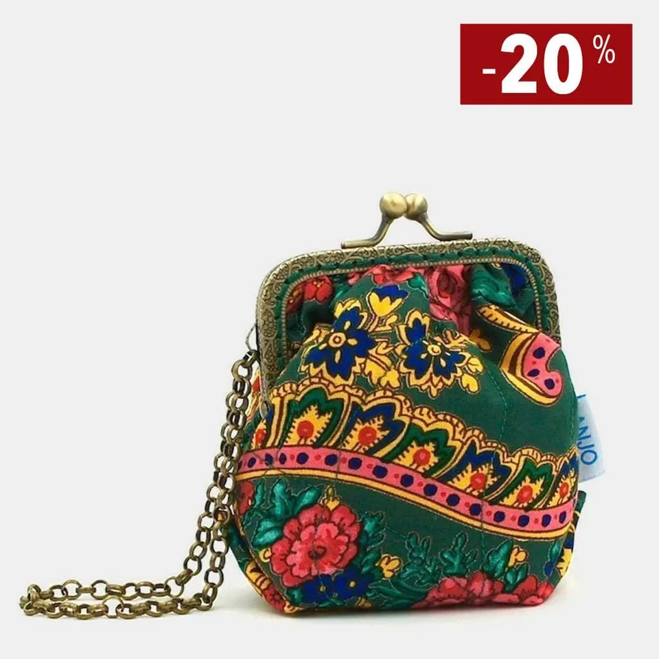 luisa-paix-o-minho-porte-monnaie-vert-tissu-fermoir-laiton image 1