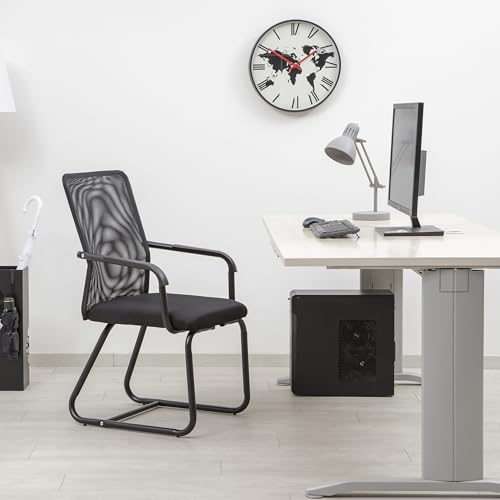 baroni-home-sedie-chaise-bureau-noire-accoudoirs-toile-respirante image 8