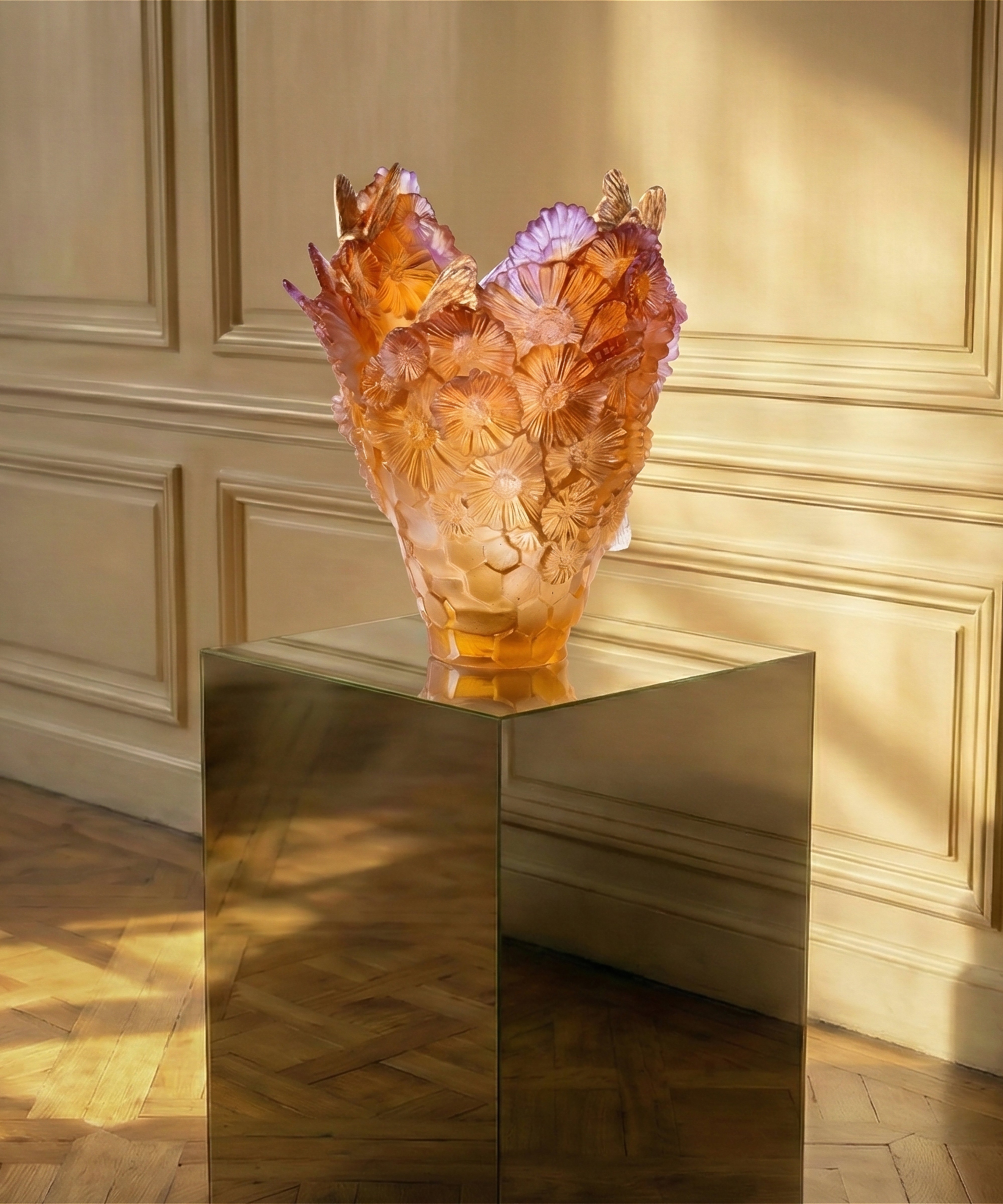 daum-or-d-abeille-vase-grand-mod-le-feuille-d-or-125ex image 2