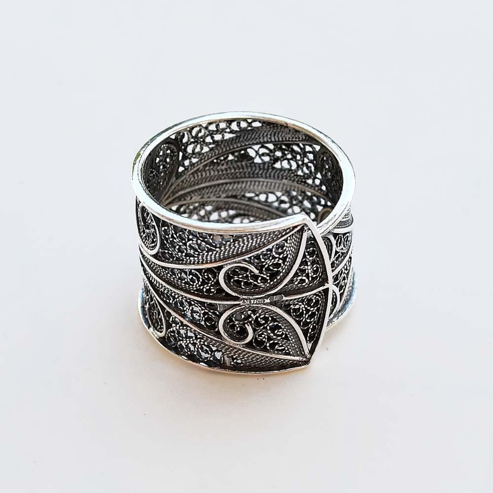 luisa-paix-o-bague-large-filigrane-argent-925-finition-or image 3