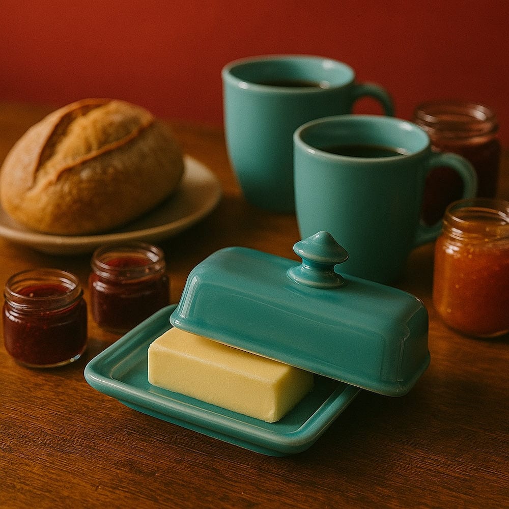 luisa-paix-o-vaisselle-portugaise-beurrier-c-ramique-turquoise-artisanal image 2