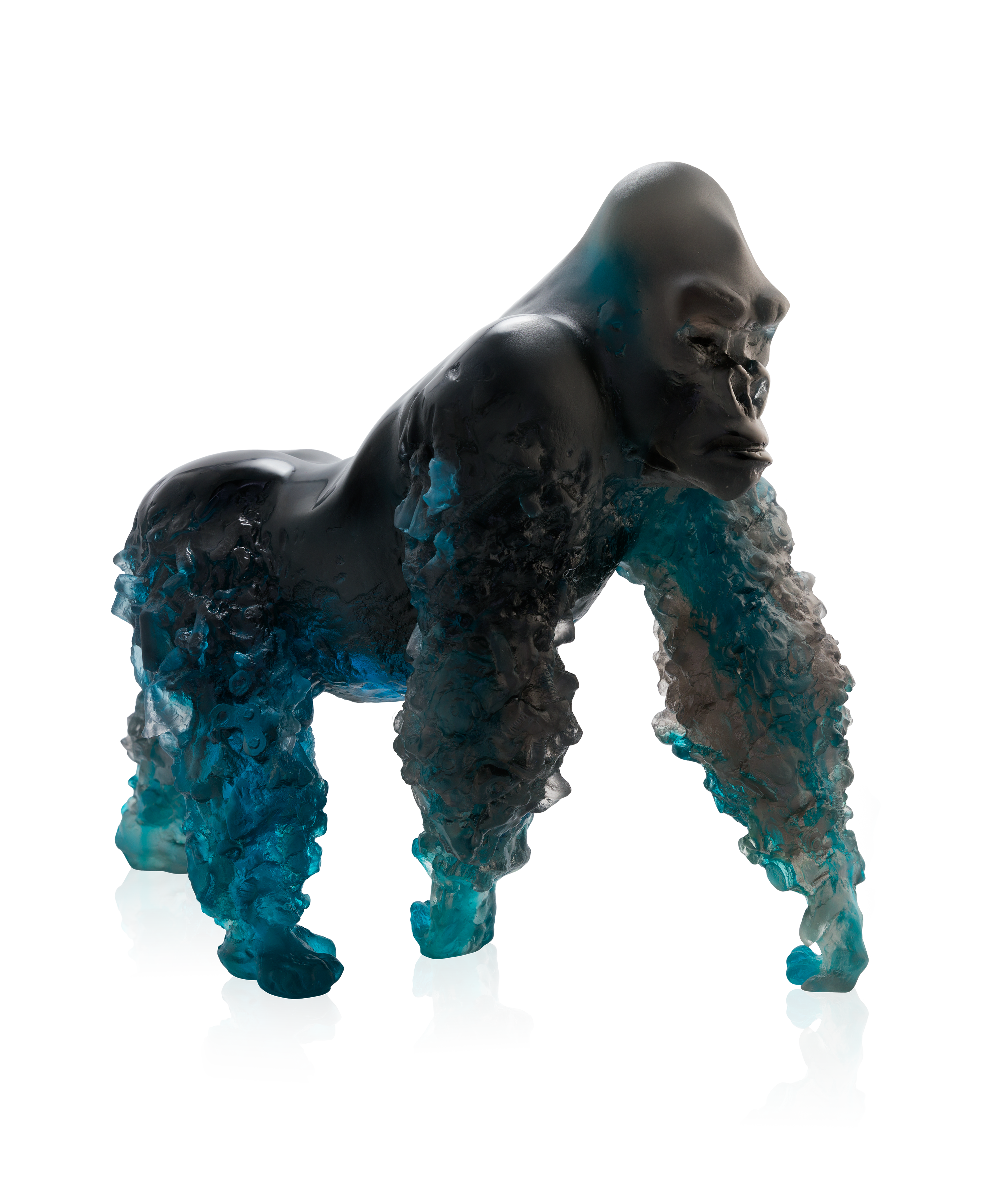daum-gorille-dos-argent-sculpture-bleu-gris-125ex image 1