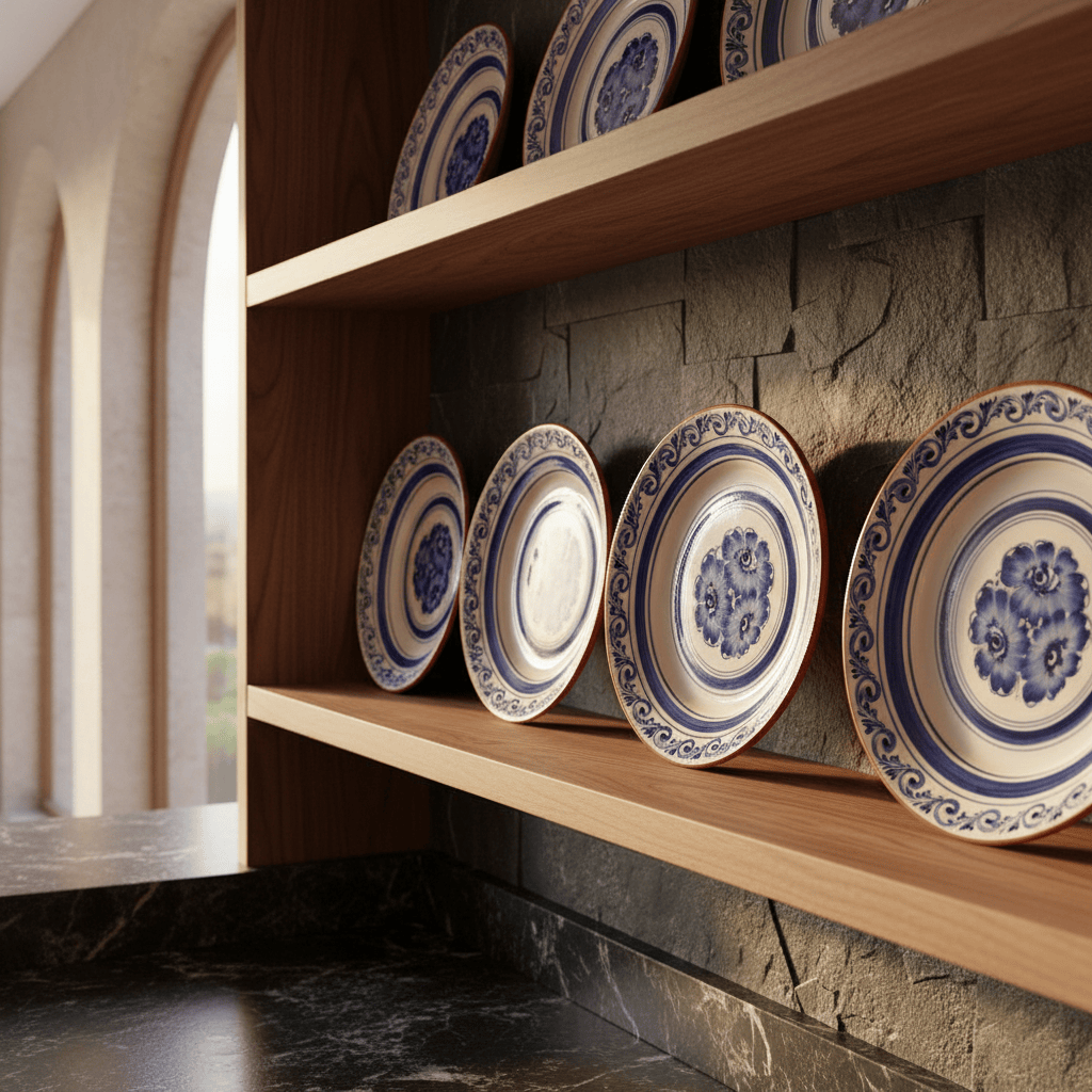 luisa-paix-o-assiette-terre-cuite-28cm-bleue-artisanale image 3