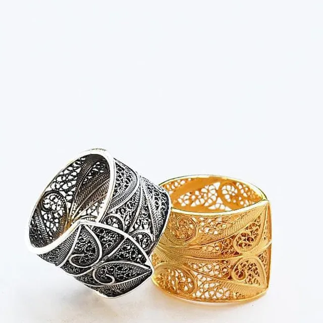 luisa-paix-o-bague-large-filigrane-argent-925-finition-or image 1