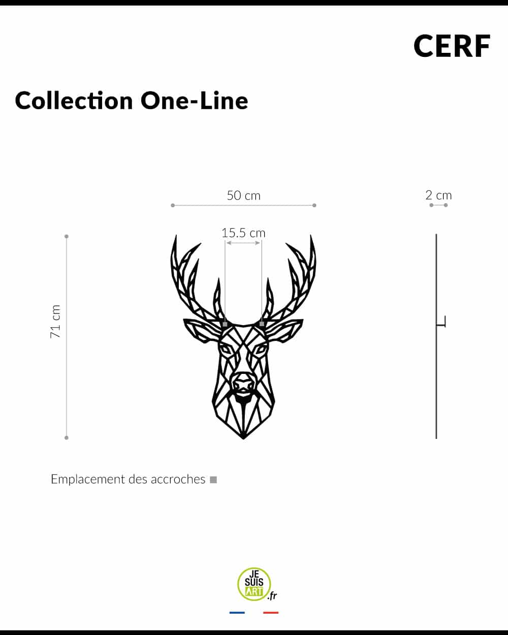 je-suis-art-animaux-cerf-one-line-tableau-m-tal-noir image 3