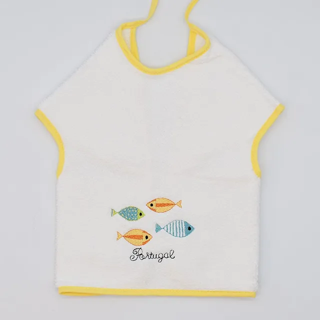 luisa-paix-o-sardinhas-bavoir-tablier-coton-jaune-48x35cm image 1
