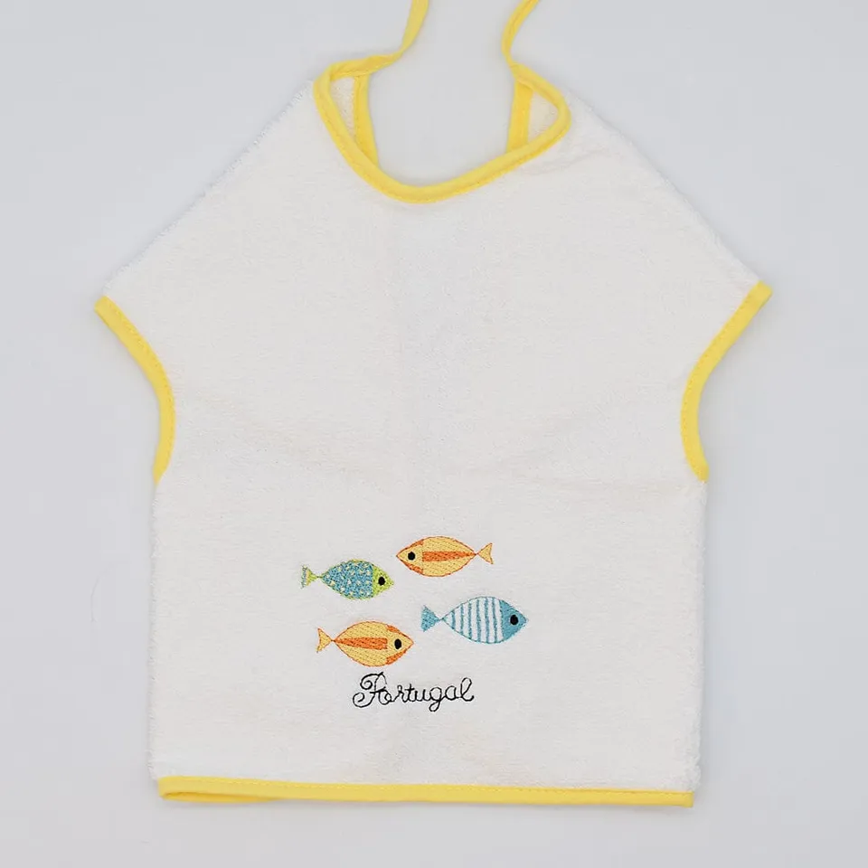 luisa-paix-o-sardinhas-bavoir-tablier-coton-jaune-48x35cm image 1