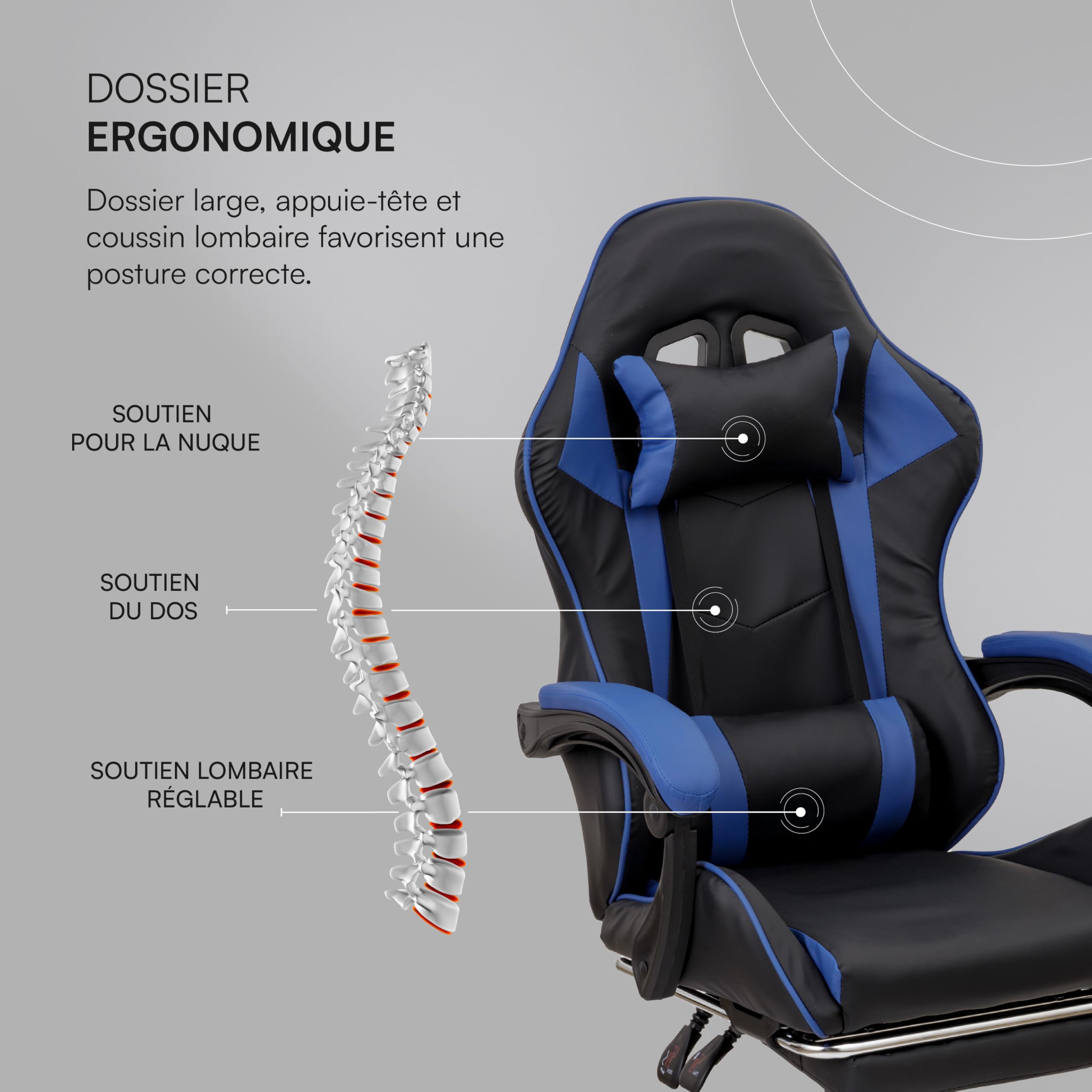 baroni-home-sedie-chaise-gaming-bleue-ergonomique-repose-pieds image 5