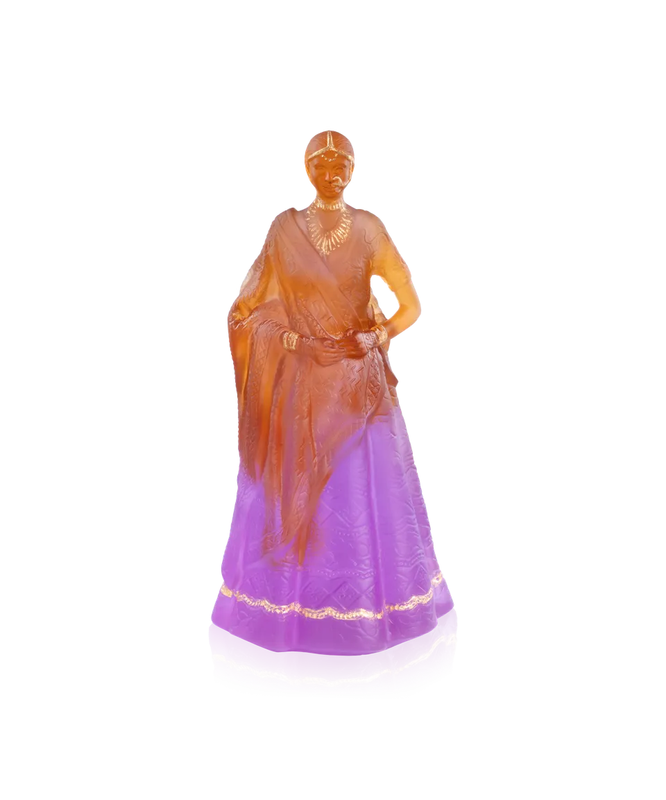 daum-art-cristal-rani-padmini-sculpture-femme-25-ex-feuille-d-or image 1