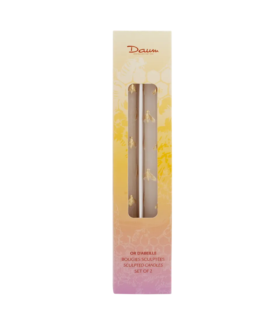 daum-or-d-abeille-coffret-2-chandelles-bougies-cire image 1