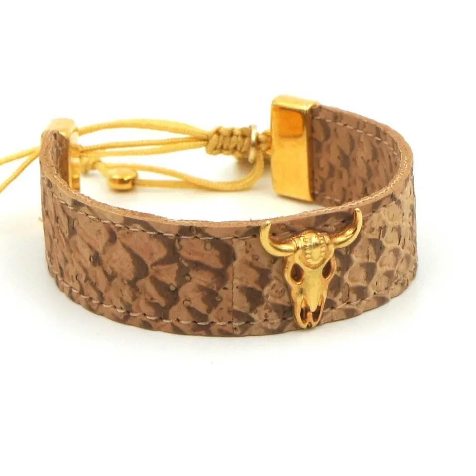 luisa-paix-o-bracelet-li-ge-beige-bull-dor-taureau image 1