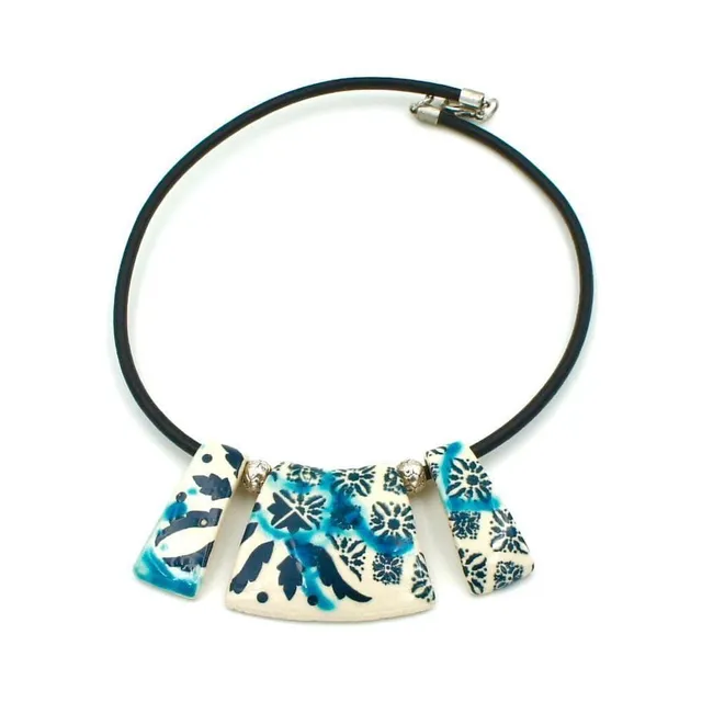luisa-paix-o-bijoux-collier-c-ramique-cuir-azulejos-fait-main image 1