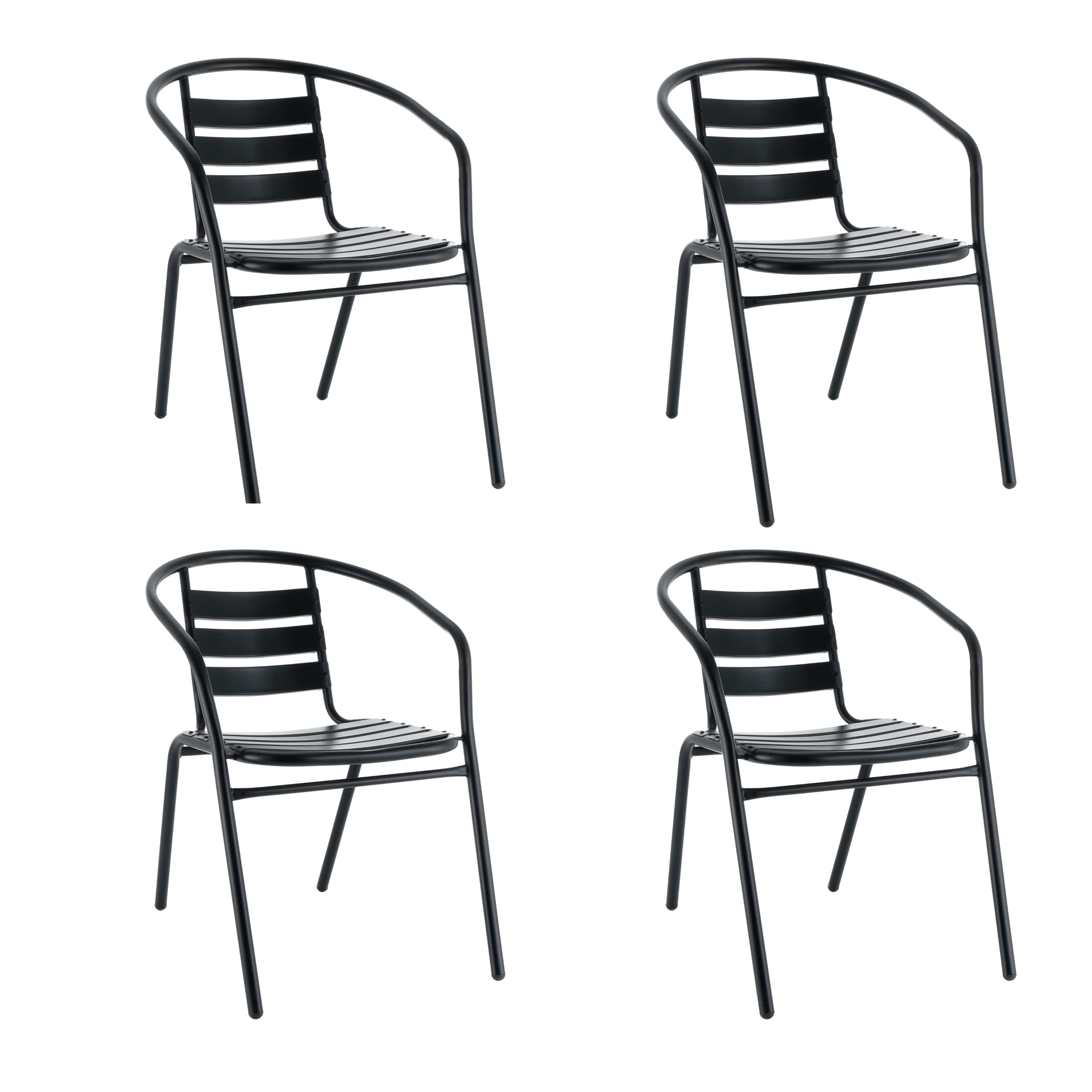 baroni-home-outdoor-lot-4-chaises-jardin-m-tal-noir-empilable image 1
