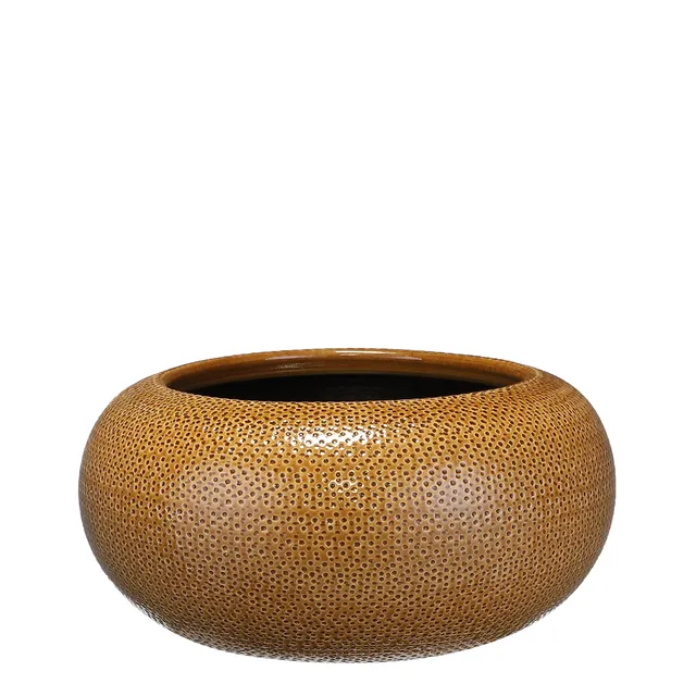 mica-decorations-gabriel-bol-plantes-c-ramique-ocre-h16-x-32-cm image 1