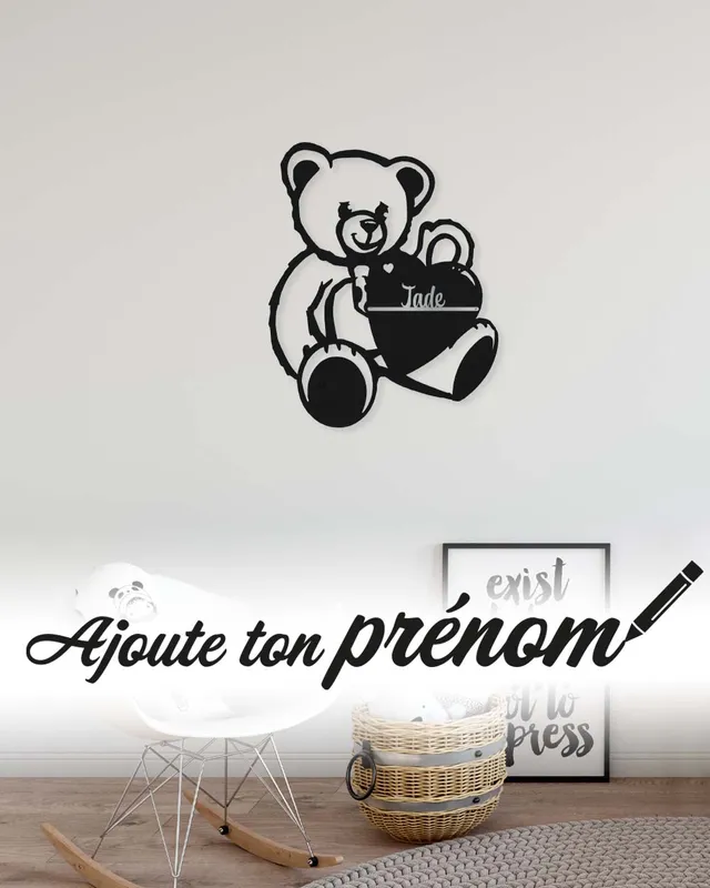 je-suis-art-enfants-ourson-d-co-murale-m-tal-chambre-b-b image 1