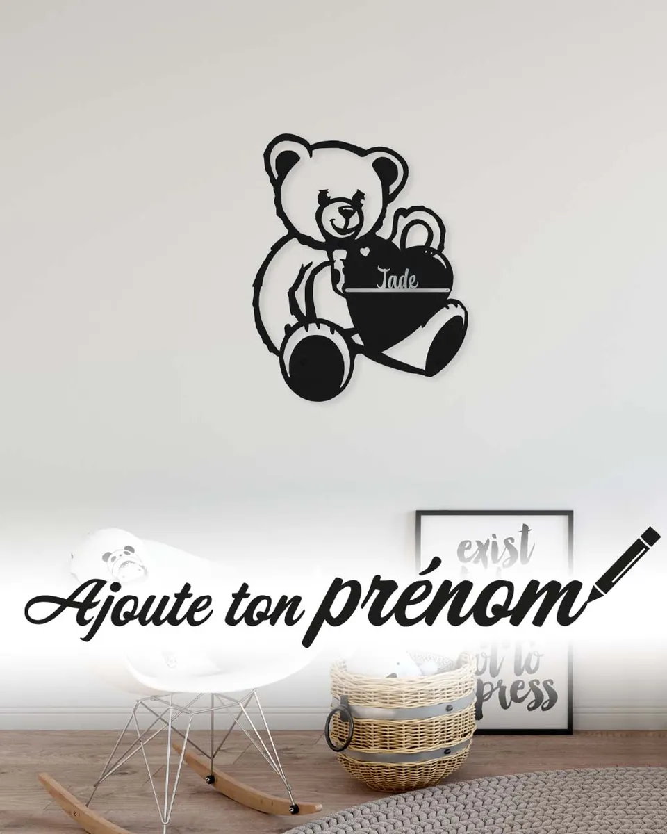 je-suis-art-enfants-ourson-d-co-murale-m-tal-chambre-b-b image 1