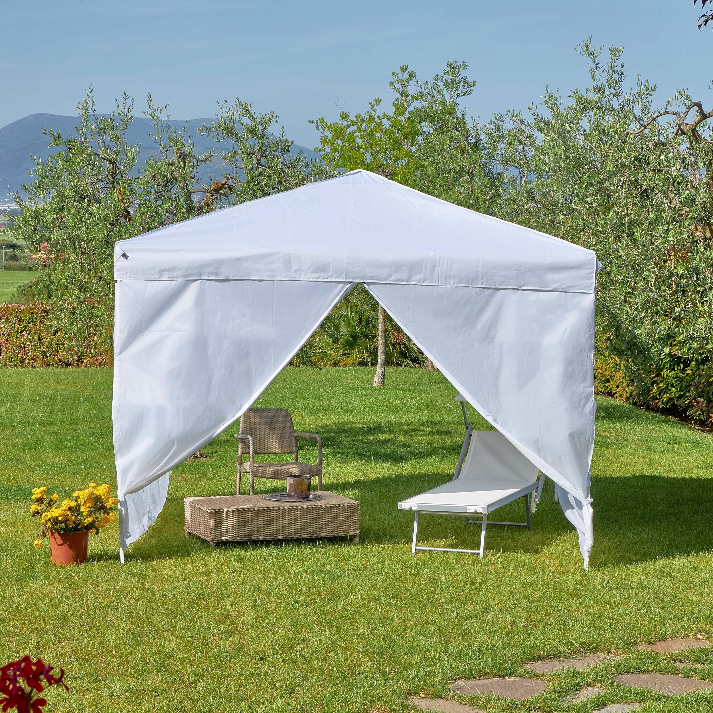 baroni-home-outdoor-tonnelle-de-jardin-blanche-3x3-m-pliable image 6