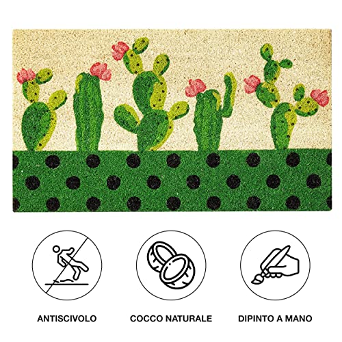 baroni-home-tapis-paillasson-coco-cactus-vert-pois-70x40 image 7