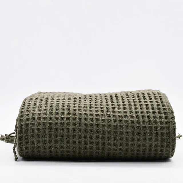 luisa-paix-o-plaid-coton-gaufr-kaki-200x140cm image 1