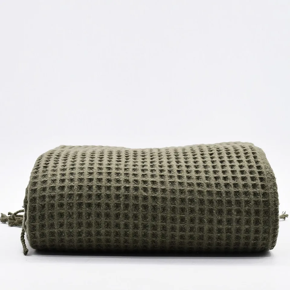 luisa-paix-o-plaid-coton-gaufr-kaki-200x140cm image 1
