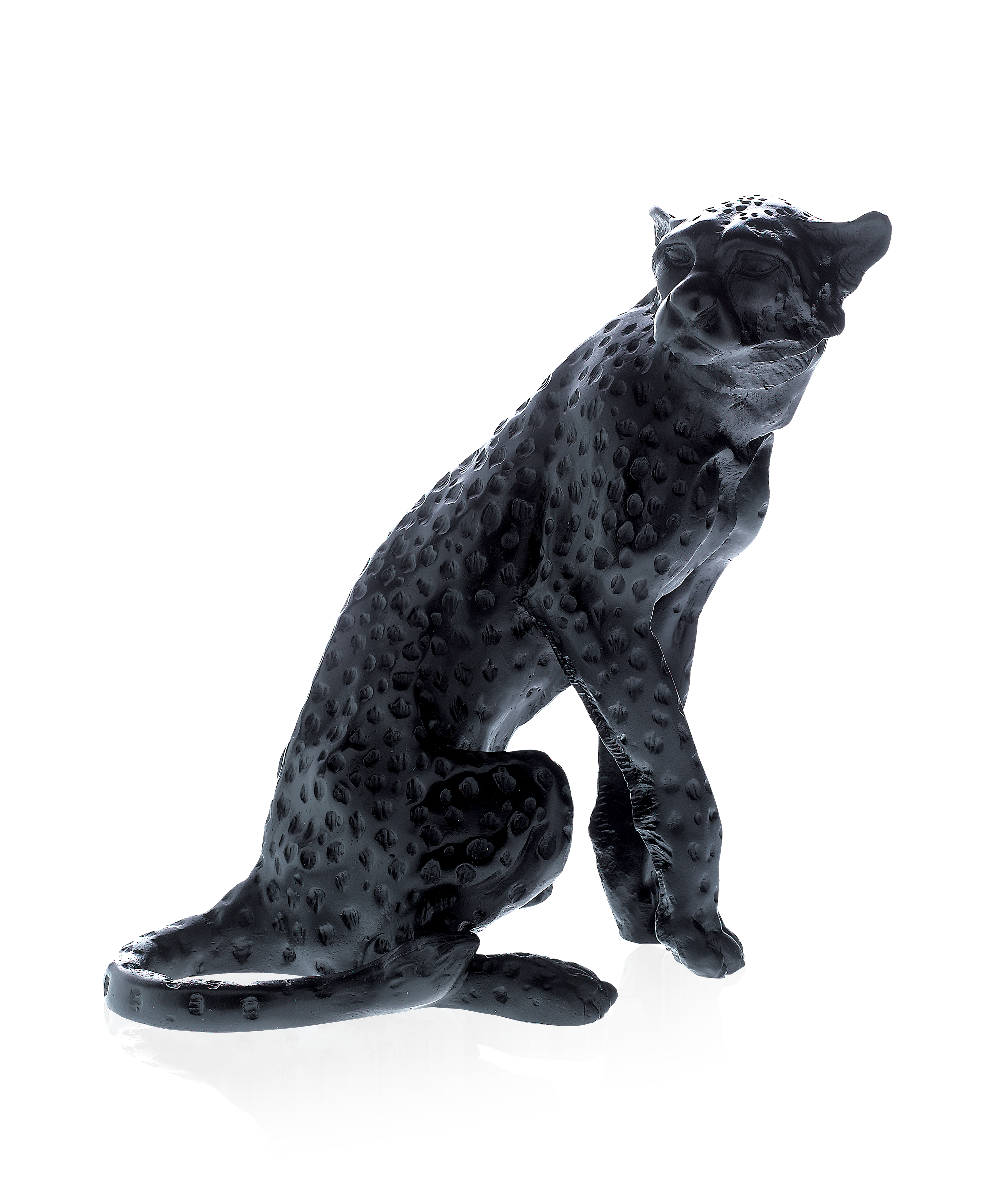 daum-univers-animalier-gu-pard-assis-noir-leroy-sculpture-1000-ex image 1