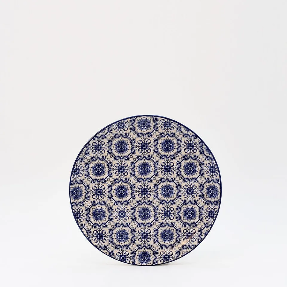 luisa-paix-o-padr-o-assiette-c-ramique-bleue-20-cm image 1