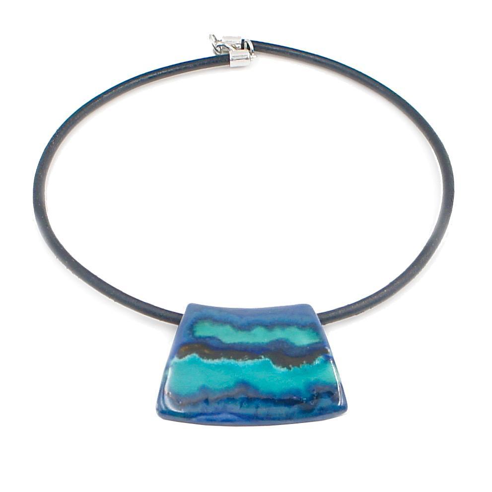 luisa-paix-o-collier-mar-azul-c-ramique-sur-cuir-40cm-fait-main image 2