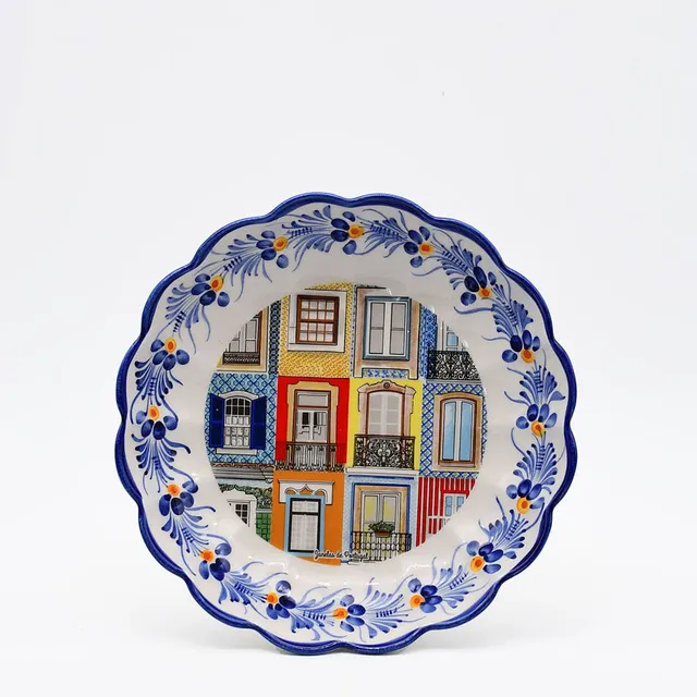 luisa-paix-o-janelas-plat-c-ramique-jaune-bleu-24-cm image 1