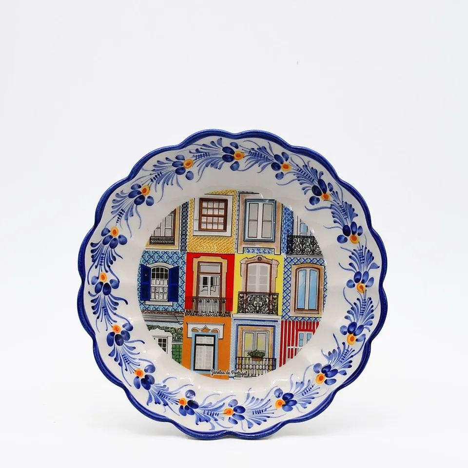 luisa-paix-o-janelas-plat-c-ramique-jaune-bleu-24-cm image 1