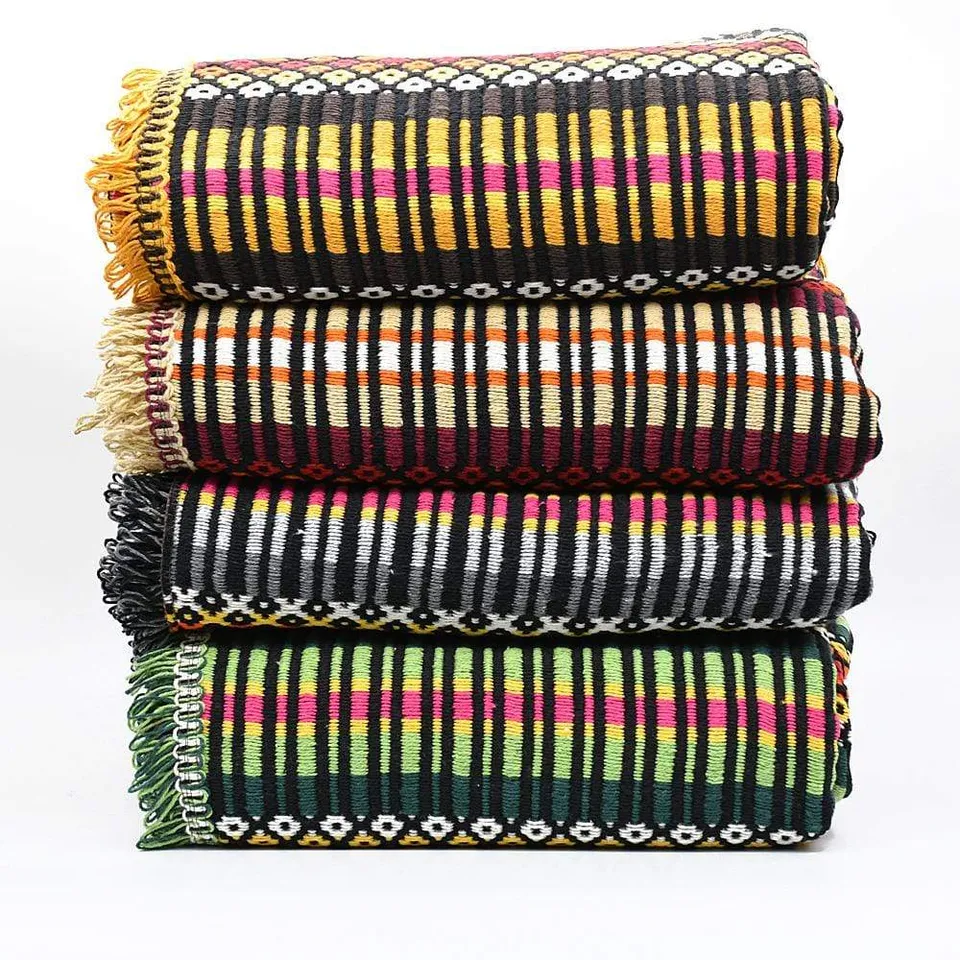 luisa-paix-o-plaid-coton-210x140-cm-gris-franges-traditionnel image 1