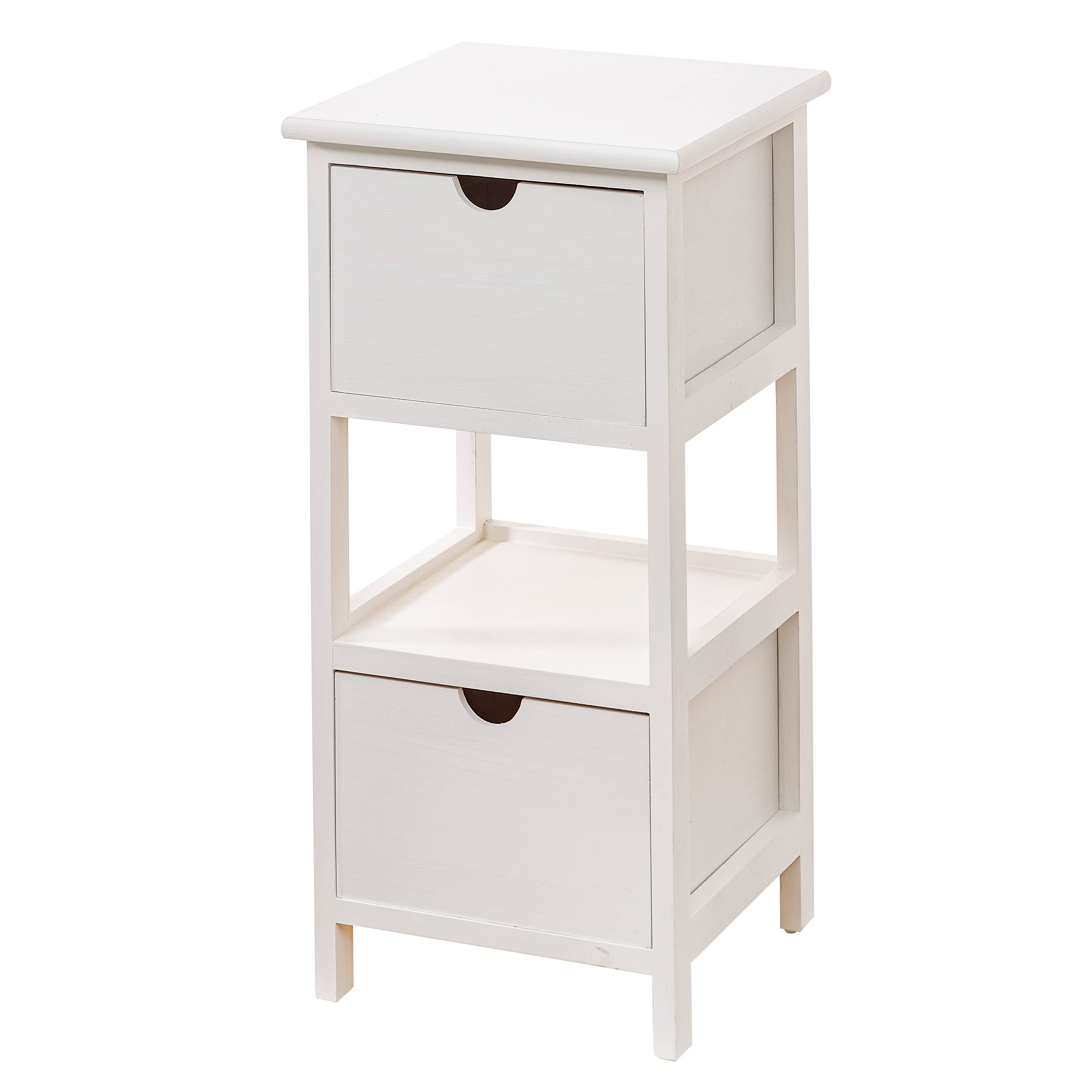 baroni-home-table-de-chevet-blanche-2-tiroirs-30x30x61-cm image 1