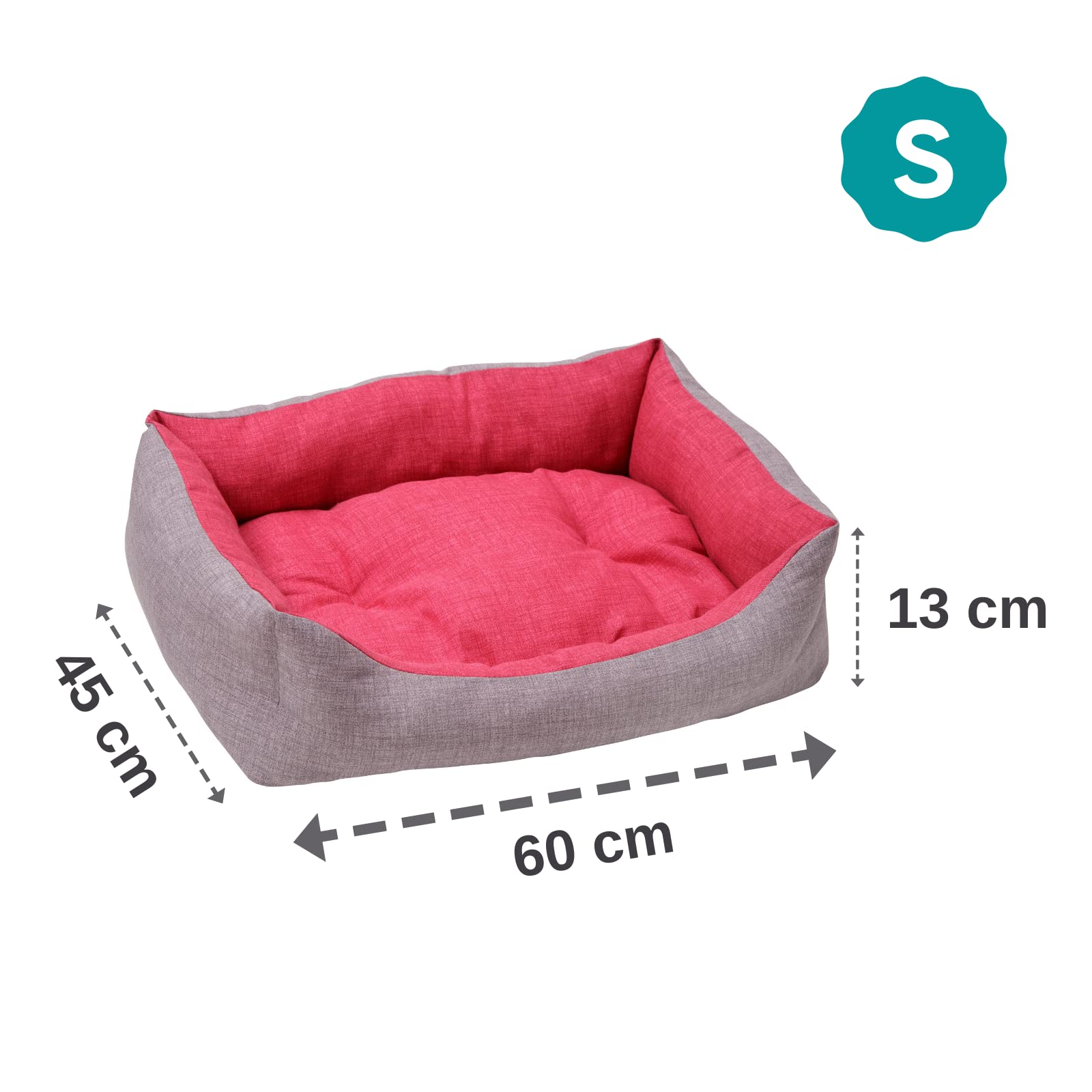 baroni-home-pet-panier-chien-chat-rectangulaire-gris-bordeaux-45x60-s image 5