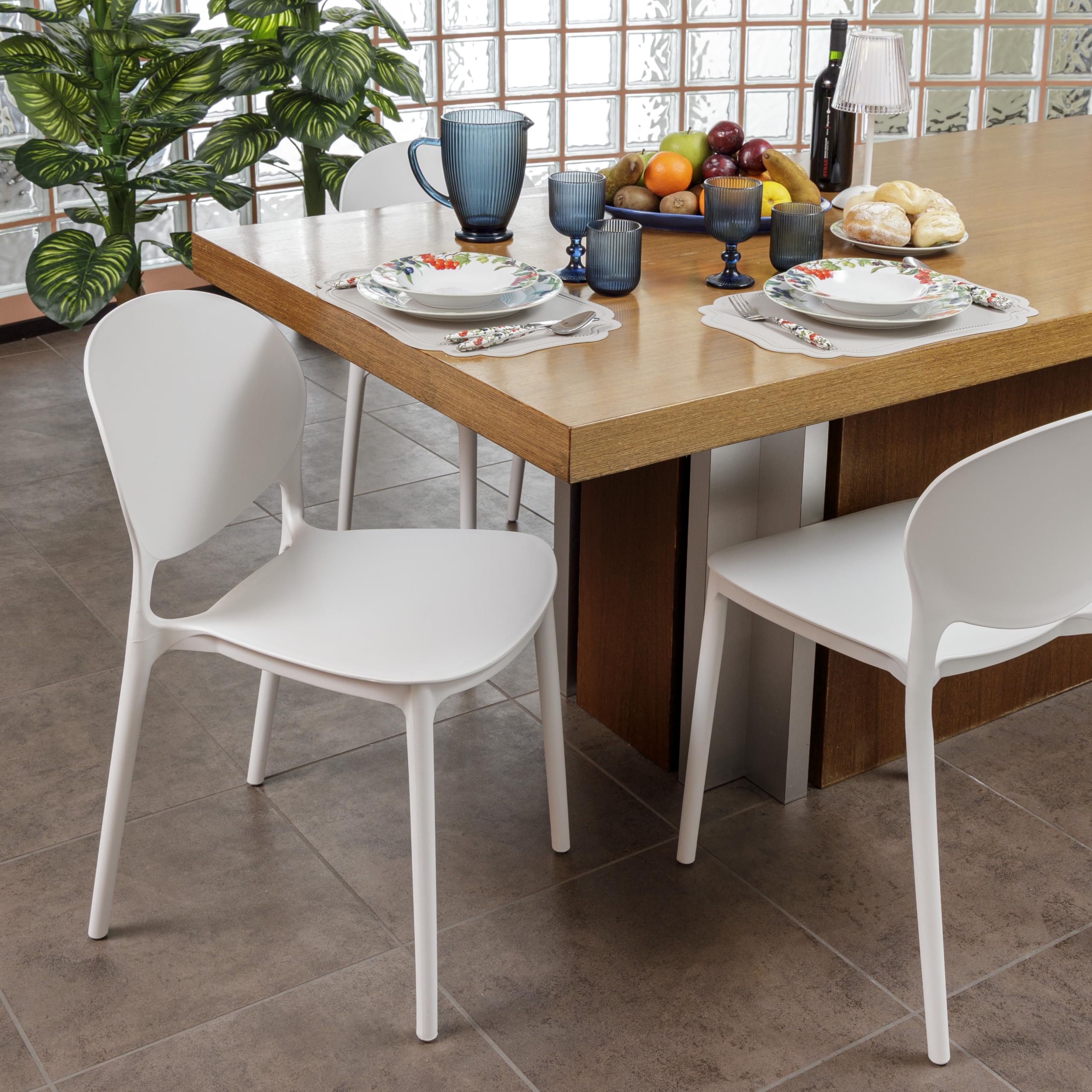 baroni-home-sedie-set-4-chaises-plastique-blanc-empilables-46x50x80 image 7