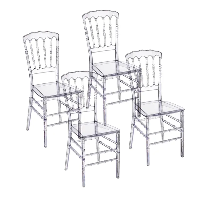 baroni-home-sedie-set-4-chaises-polycarbonate-transparent-bambou image 1