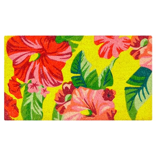 baroni-home-paillasson-coco-fleurs-roses-70x40-cm-jaune image 5