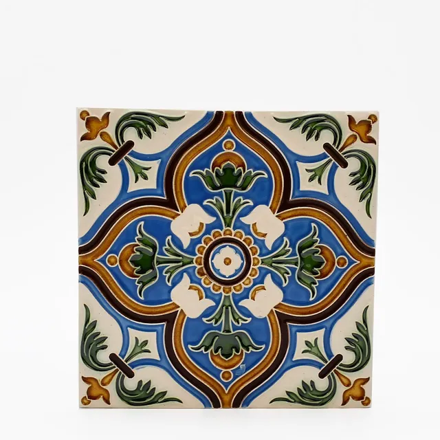 luisa-paix-o-azulejos-hispano-maure-14x14cm-carreau-relief-fait-main image 1