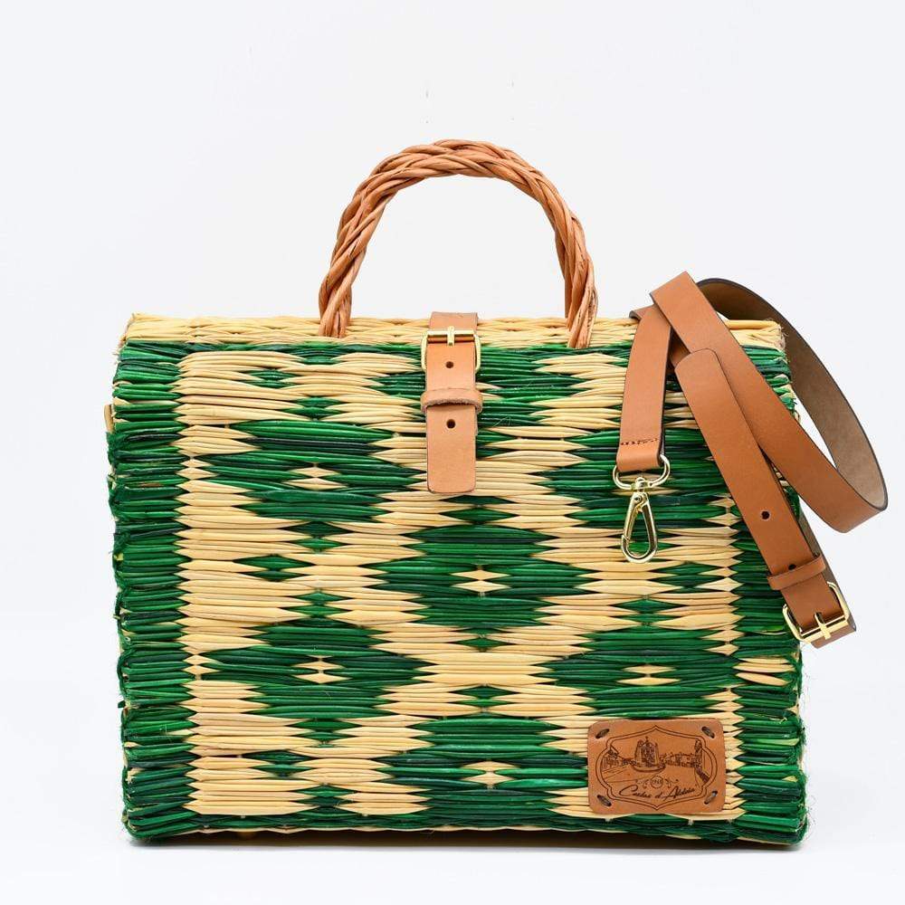 luisa-paix-o-sac-cabas-jonc-vert-naturel-30cm-cuir image 1