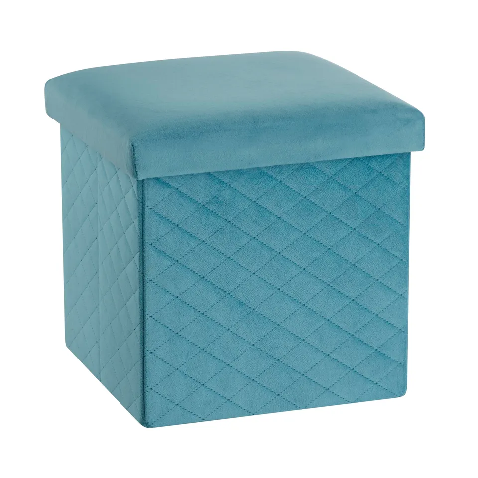 baroni-home-pouf-cube-velours-bleu-p-trole-35x35cm-rangement image 1