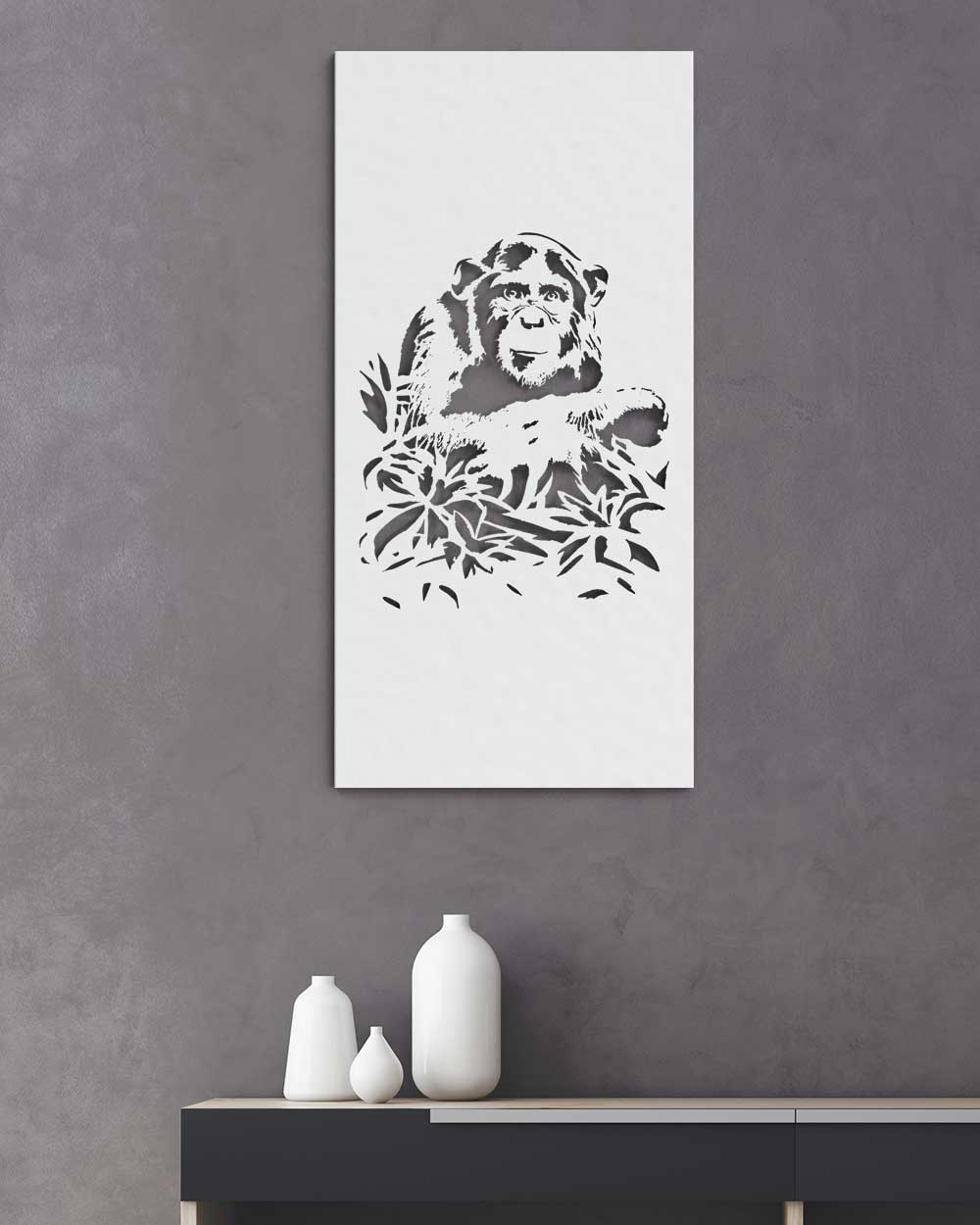 je-suis-art-tableaux-chimpanz-tableau-m-tal-blanc image 1
