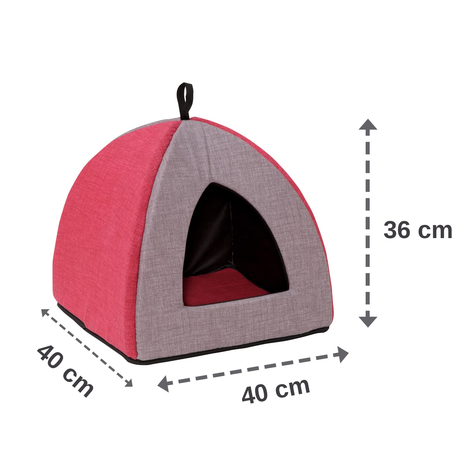 baroni-home-pet-panier-chat-pyramide-gris-bordeaux-40x40x36-cm image 4