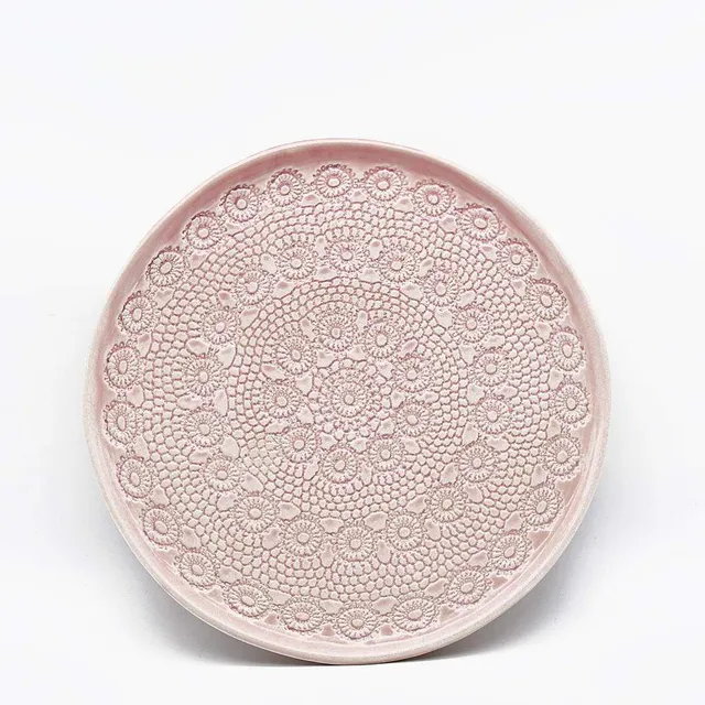 luisa-paix-o-flores-assiette-c-ramique-rose-27cm-artisanale-main image 1