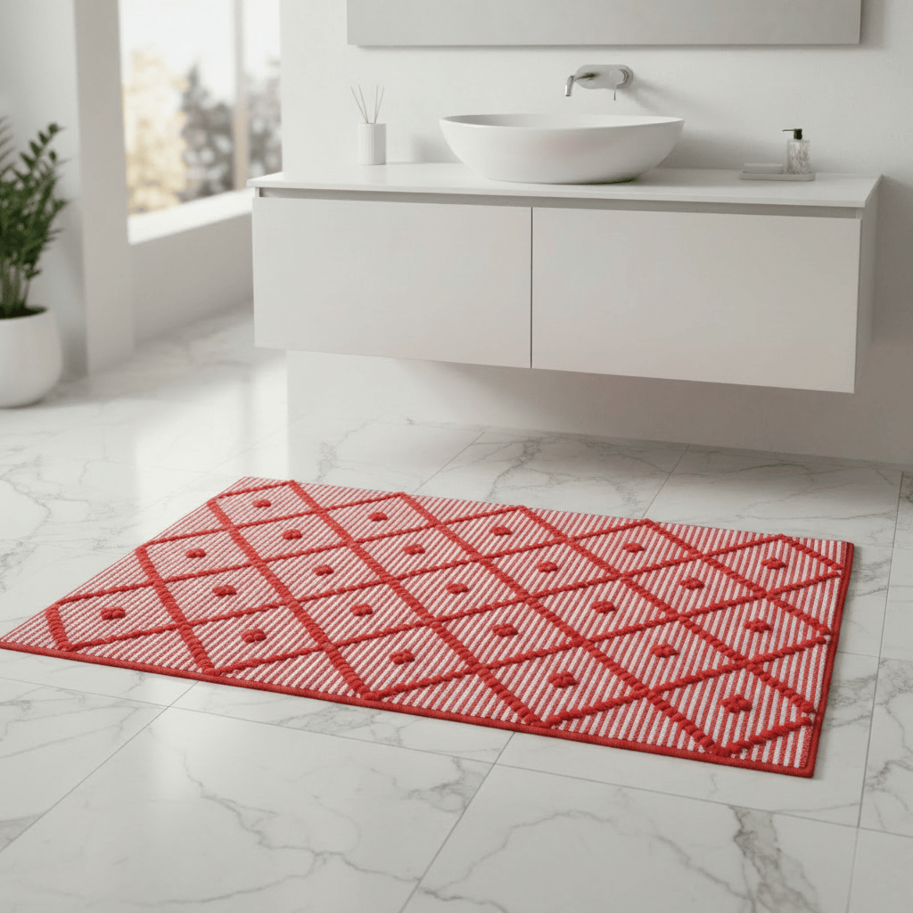 luisa-paix-o-linge-de-maison-tapis-100x50-rouge-blanc-antid-rapant image 2