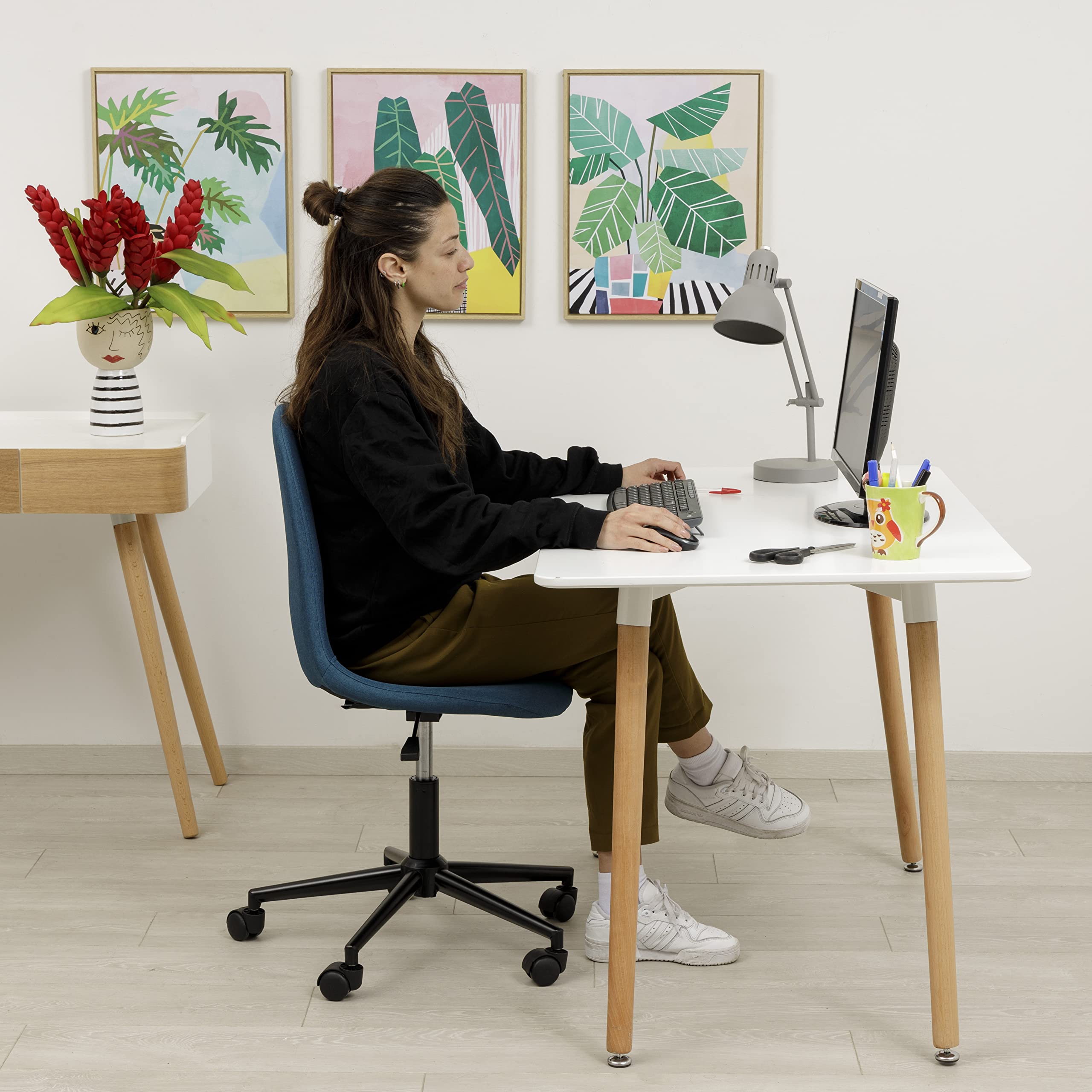 baroni-home-sedie-chaise-bureau-pivotante-bleue-sans-accoudoirs-tissu image 5