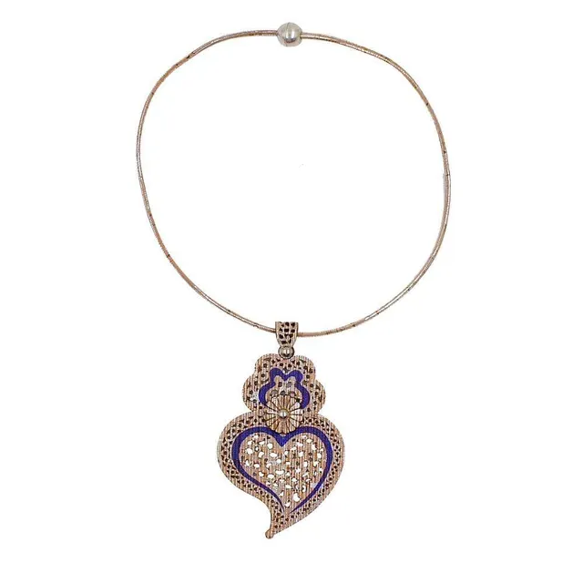 luisa-paix-o-bijoux-du-portugal-collier-li-ge-coeur-de-viana-bleu image 1