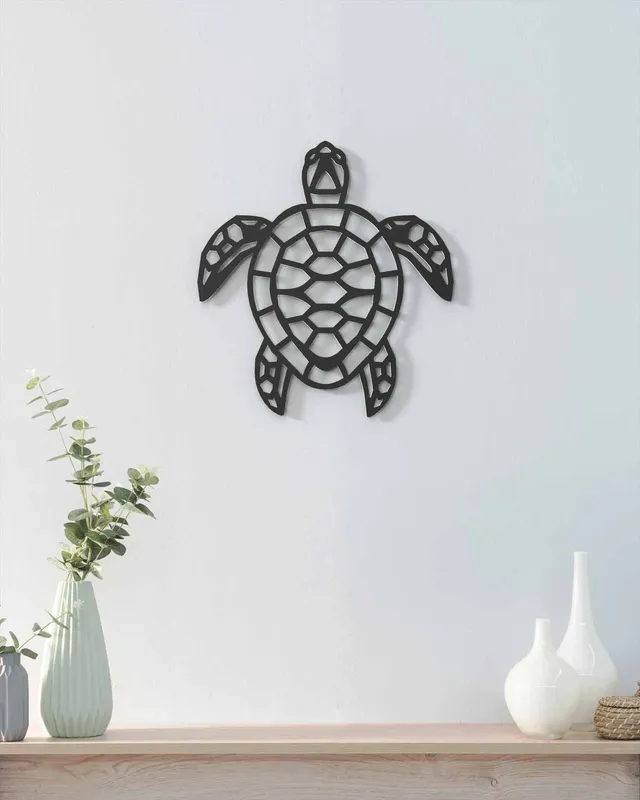 je-suis-art-one-line-tortue-d-coration-murale-m-tal-noir image 1