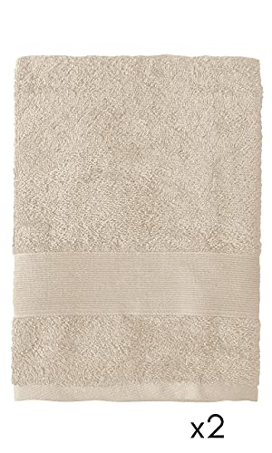 baroni-home-tessile-drap-de-bain-coton-beige-90x140-lot-2 image 6