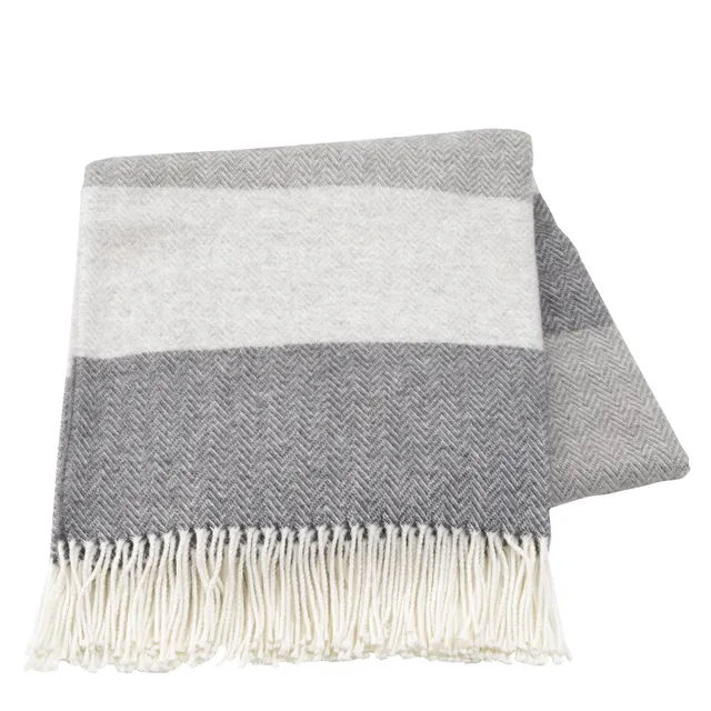 baroni-home-tessile-casa-plaid-laine-coton-rayures-gris-130x170-cm image 1